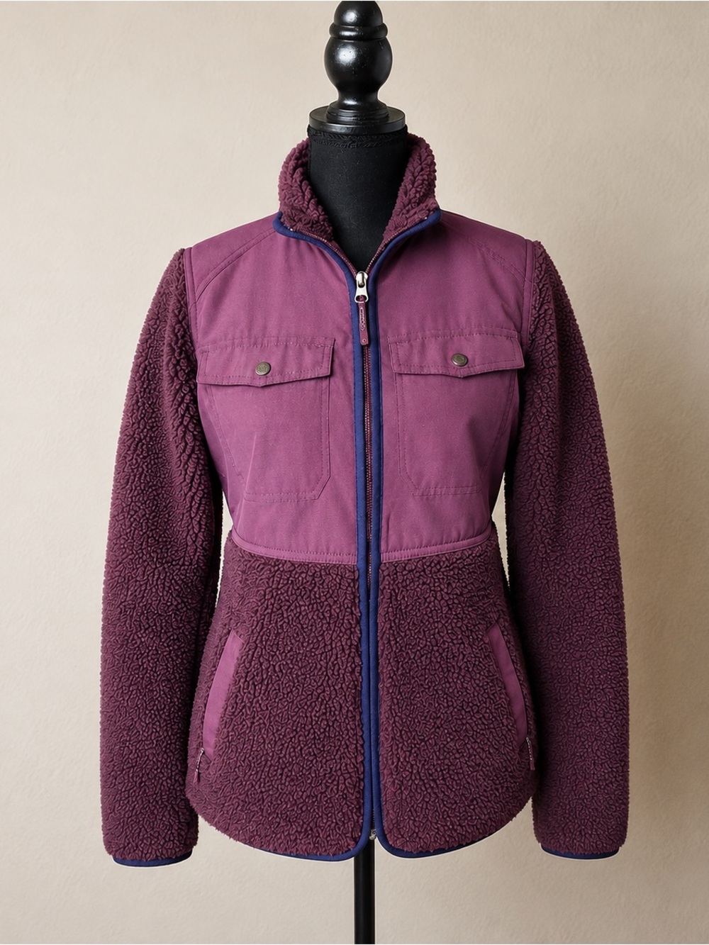 Duluth Trading Co Sherpa LinedJacket In Mulberry Size XS Gorpcore Coat Burgundy
